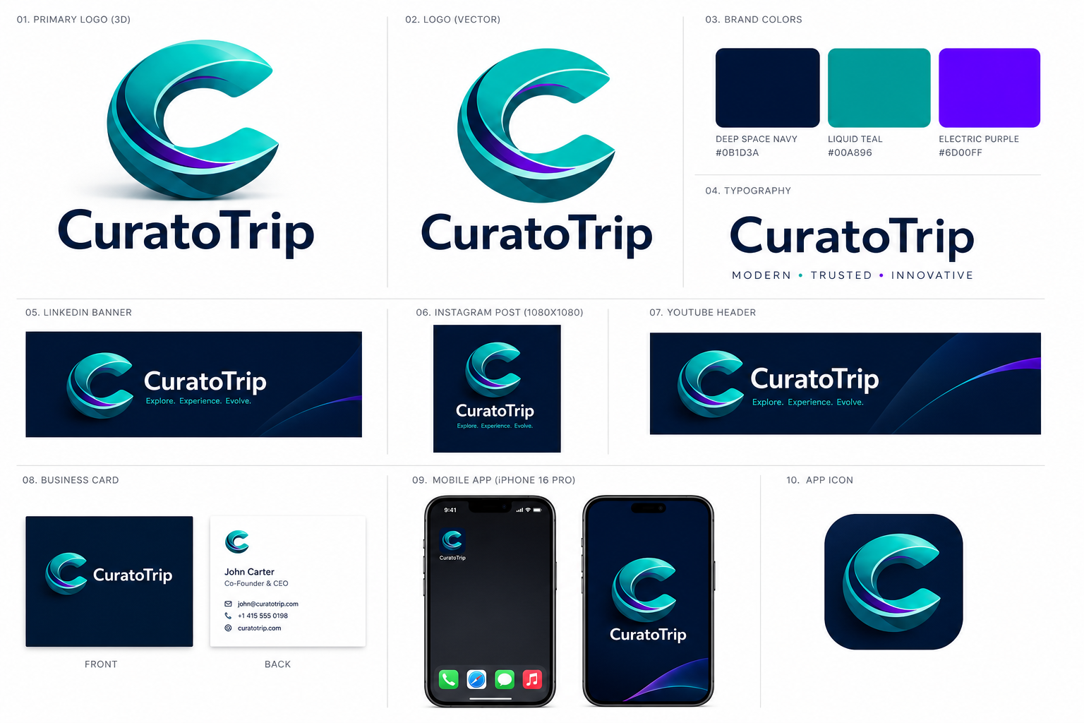 CuratoTrip Logo & Brand Kit Grid 1